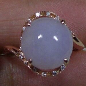 Cert'd Natural A Lavender Jadeite Jade Big Rich Oval Cabochon S925 Ring